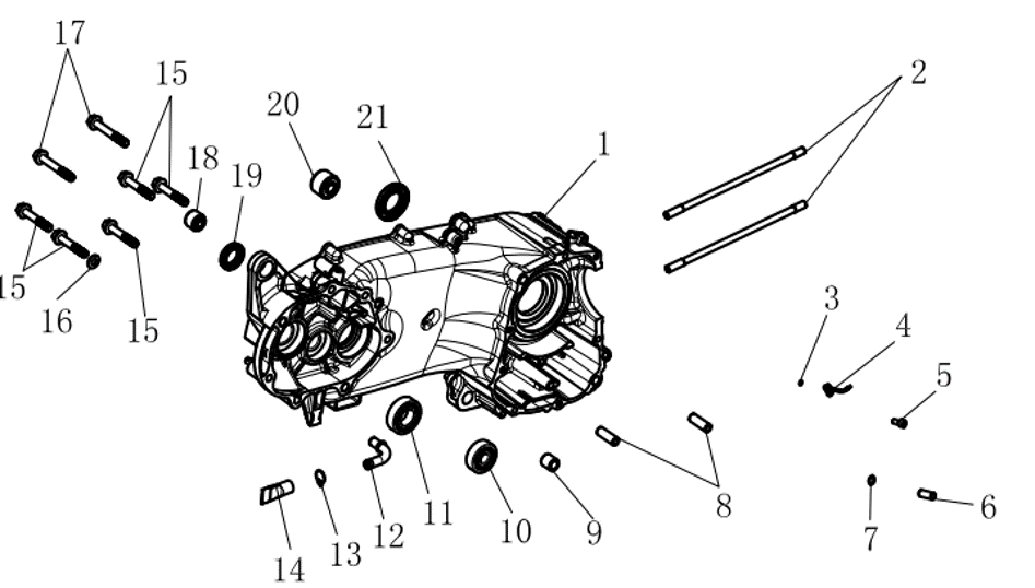 E01 CRANKCASE COMP.LEFT