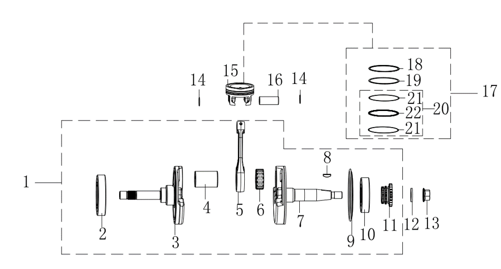 E09 CRANKSHAFT AND PISTON