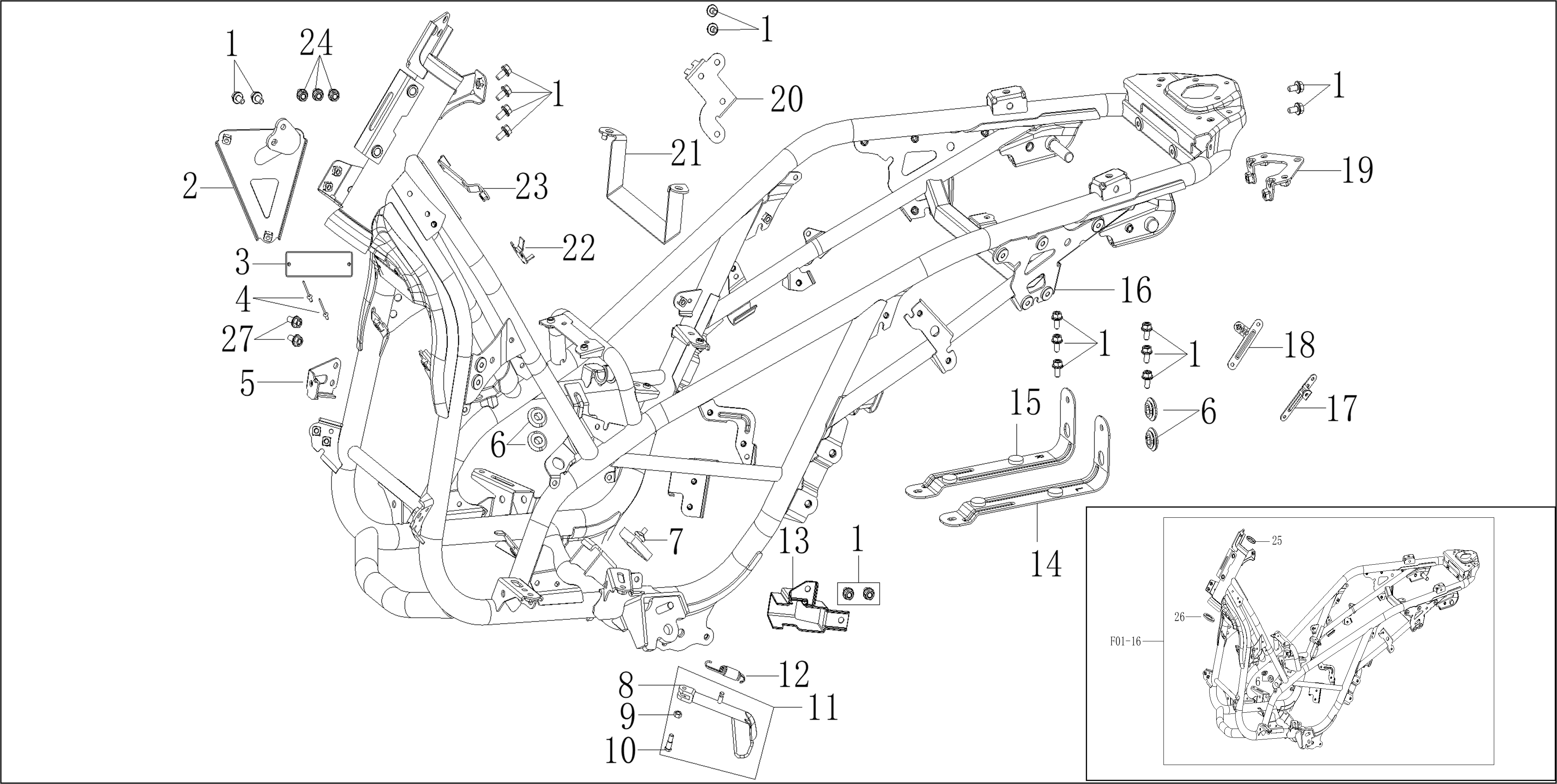 F01 FRAME ASSY & SIDE STAND