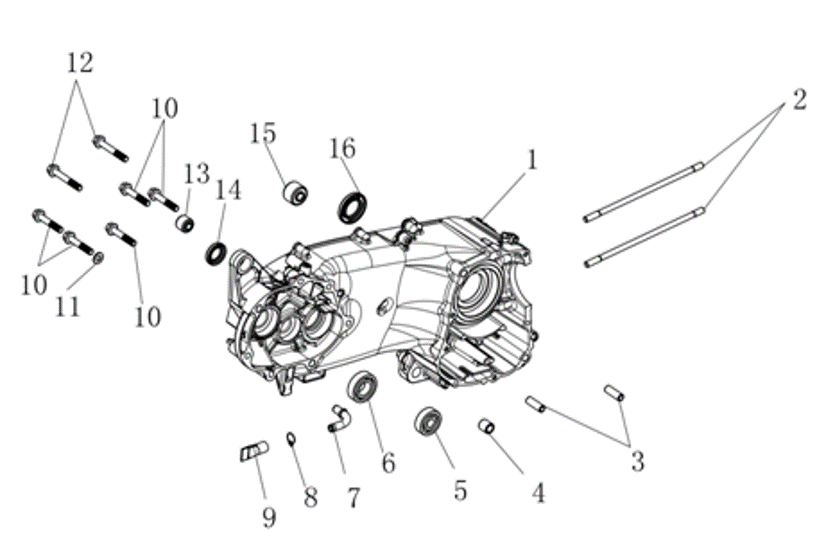 E01 CRANKCASE COMP.LEFT