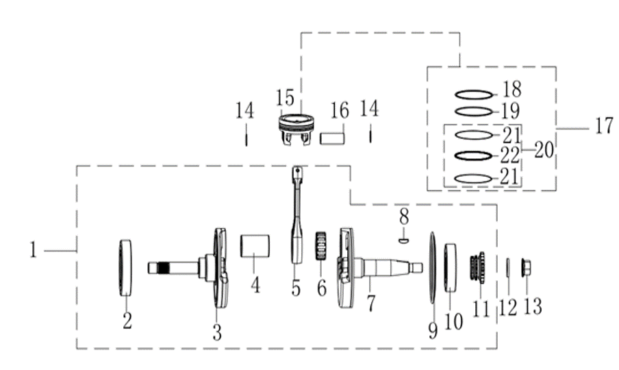 E09 CRANKSHAFT AND CONNECTING ROD SET